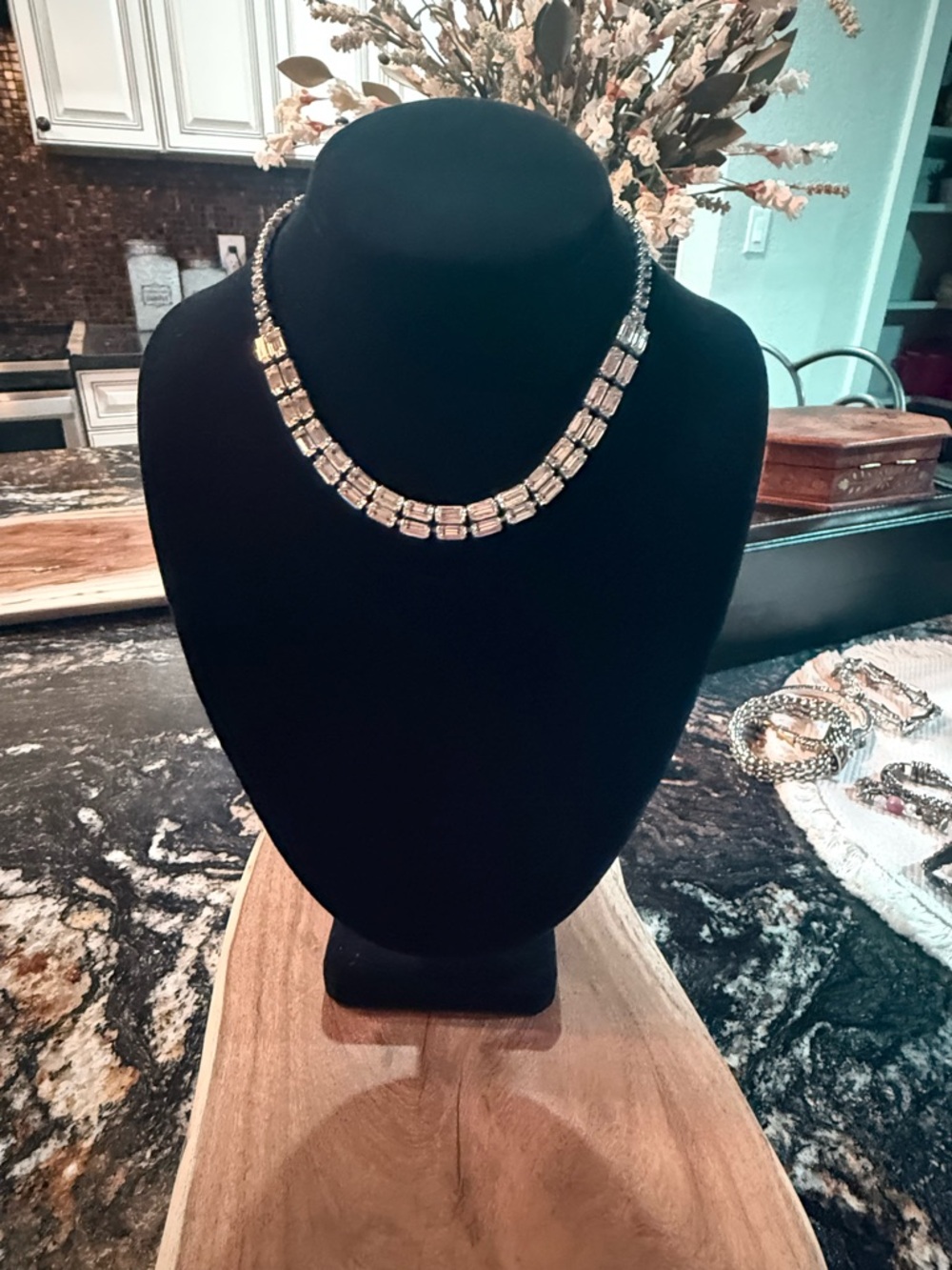 VTG Rhinestone Baguette & Round Cut Statement Necklace | Estate Find | Bridal
